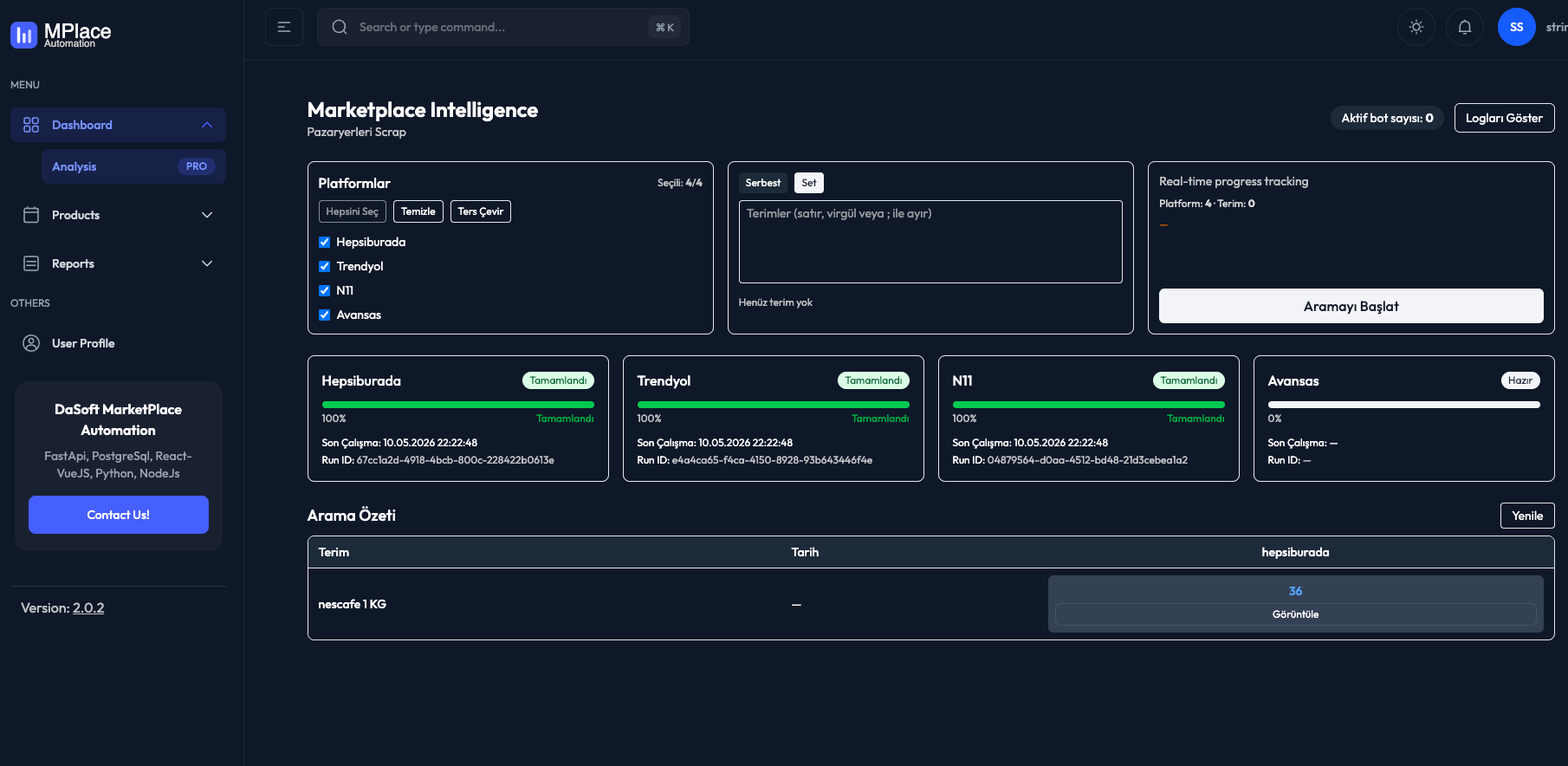 Marketplace Scraper Web Application